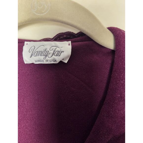 Vtg Vanity Fair S Purple Velvet Velour Robe Housecoat Lightweight Snap Pockets - Picture 3 of 11